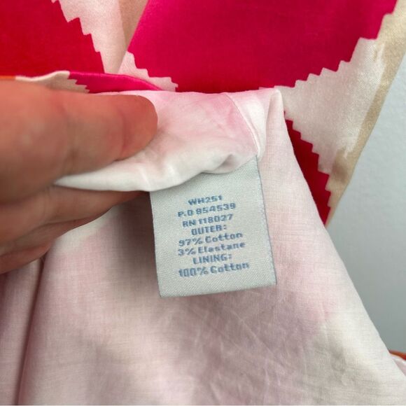 Boden Ikat Sheath Dress Pink White Orange Sleeveless V-Neck  Side Zip Sz 4 - Picture 7 of 16